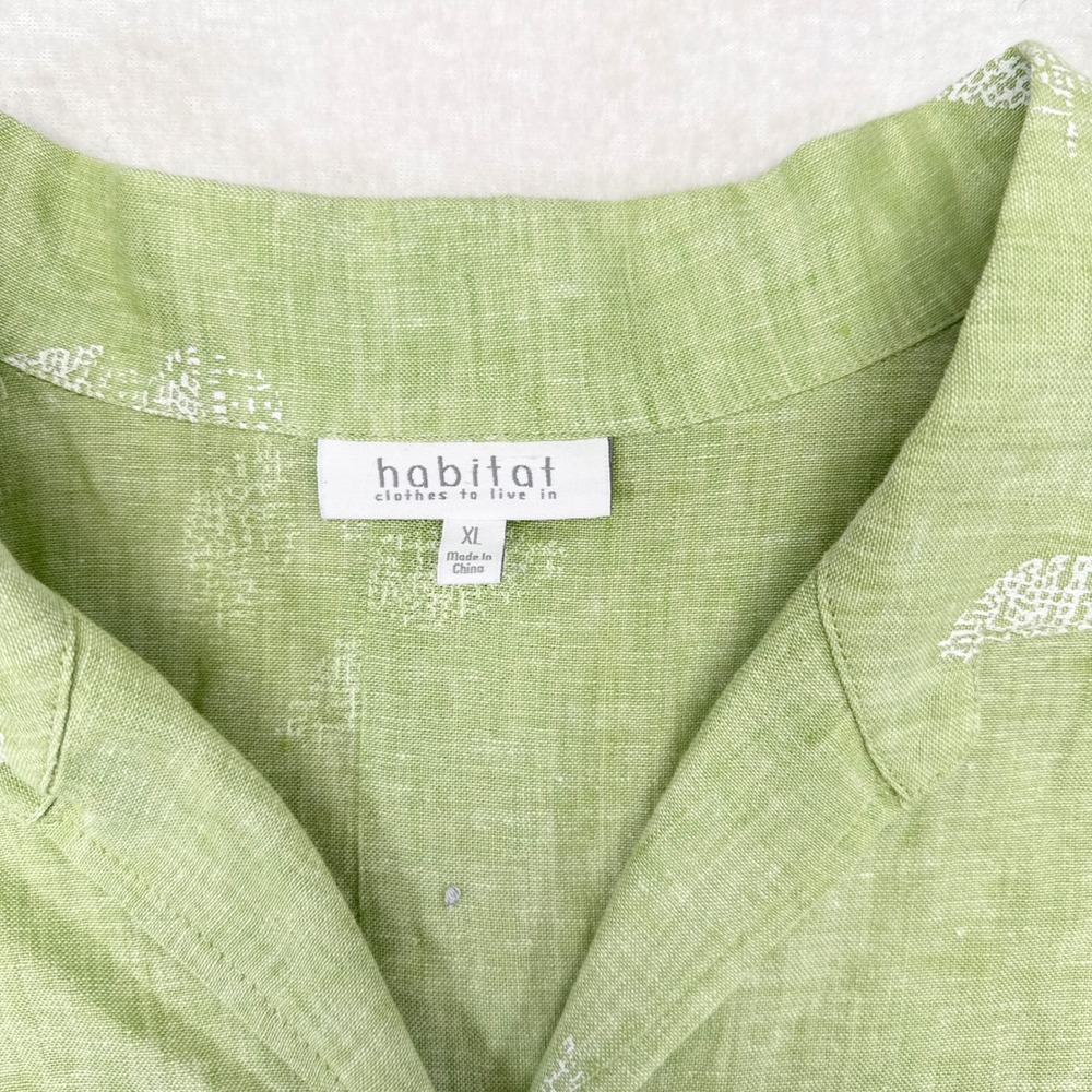 Habitat Tunic Top Womens Size XL Green Floral Linen Blend Lagenlook Mature - Picture 5 of 9